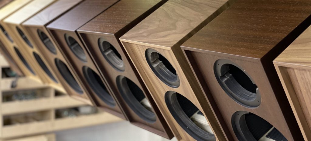 Bespoke veneered speaker cabinets